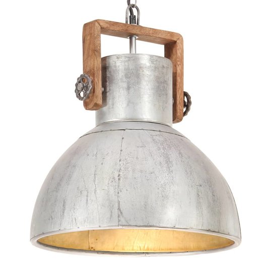 Hngelampe Industriestil 25 W Silbern Rund 40 cm E27