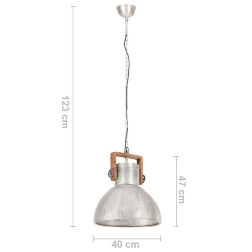Hngelampe Industriestil 25 W Silbern Rund 40 cm E27
