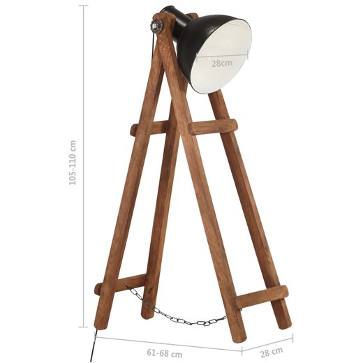 Stehlampe Schwarz Mango Massivholz E27