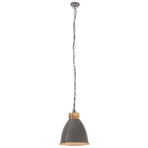Hngelampe Industrie-Stil Grau Eisen & Massivholz 35 cm E27