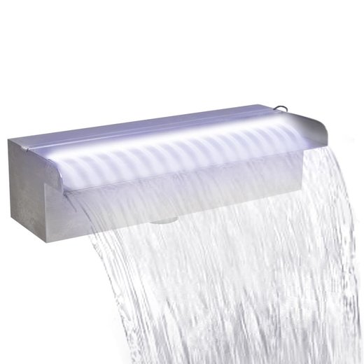 Pool-Wasserfall Fontne mit LEDs Rechteckig Edelstahl 30 cm