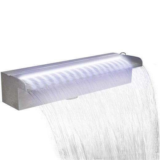Pool-Wasserfall Fontne mit LEDs Rechteckig Edelstahl 45 cm