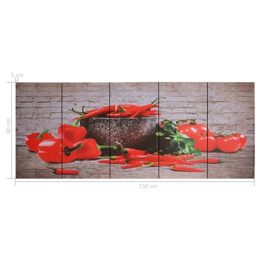 Leinwandbild-Set Paprika Mehrfarbig 15060 cm