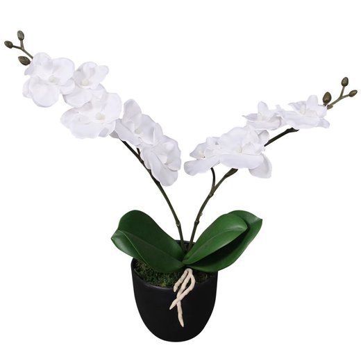 Knstliche Orchidee mit Topf 30 cm Wei