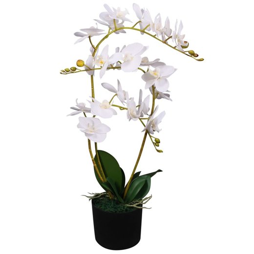 Knstliche Orchidee mit Topf 65 cm Wei