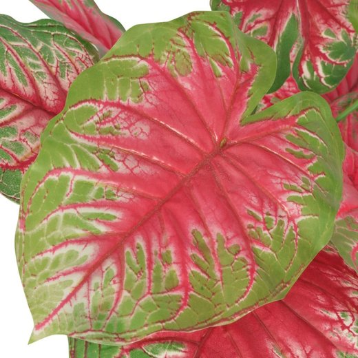 Knstliche Caladium-Pflanze mit Topf 70 cm Grn und Rot