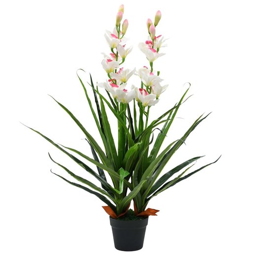 Knstliche Cymbidium Orchideenpflanze mit Topf 100 cm Grn