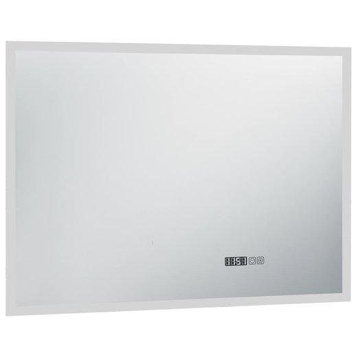 LED-Badspiegel mit Touch-Sensor und Zeitanzeige 10060 cm