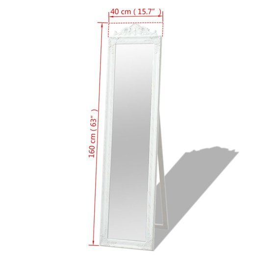 Standspiegel im Barock-Stil 160x40 cm Wei