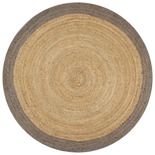 Teppich Handgefertigt Jute mit Grauem Rand 90 cm
