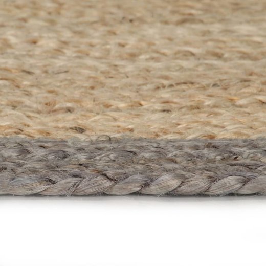 Teppich Handgefertigt Jute mit Grauem Rand 150 cm
