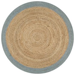 Teppich Handgefertigt Jute mit Olivgrnem Rand 150 cm