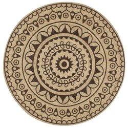 Teppich Handgefertigt Jute mit Dunkelbraunem Aufdruck 120 cm