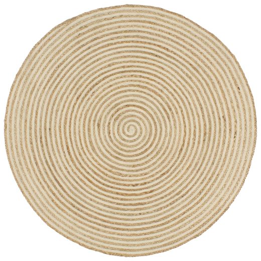 Teppich Handgefertigt Jute mit Spiralen-Design Wei 90 cm