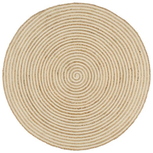 Teppich Handgefertigt Jute mit Spiralen-Design Wei 120 cm