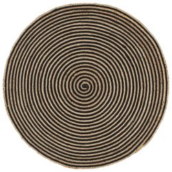 Teppich Handgefertigt Jute mit Spiralen-Design Schwarz...