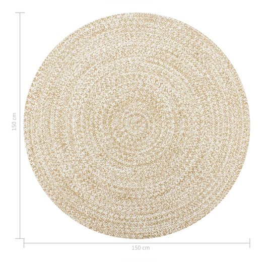 Teppich Handgefertigt Jute Wei und Natur 150 cm