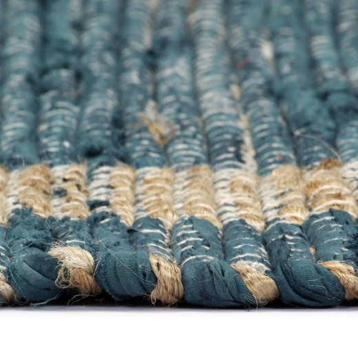 Teppich Handgefertigt Jute Blau 80x160 cm
