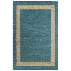 Teppich Handgefertigt Jute Blau 160x230 cm