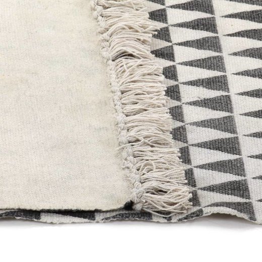 Kelim-Teppich Baumwolle 120x180 cm mit Muster Schwarz/Wei