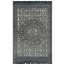 Kelim-Teppich Baumwolle 160x230 cm mit Muster Grau