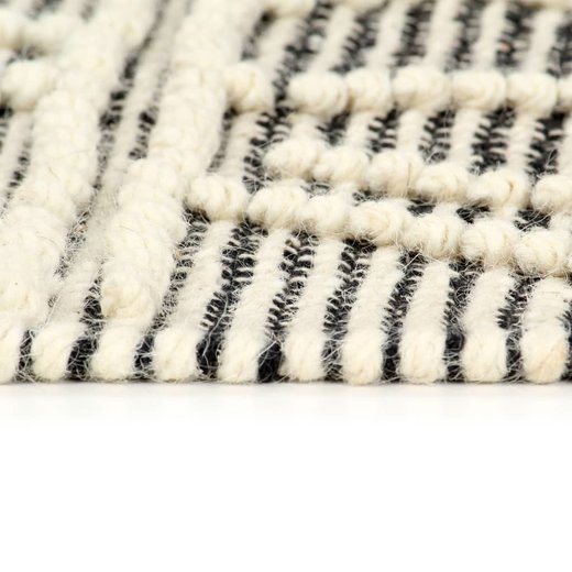 Teppich Handgewebt Wolle 120170 cm Schwarz/Wei