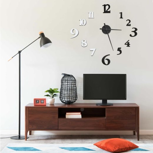 3D-Wanduhr Modernes Design Schwarz und Wei 100 cm XXL