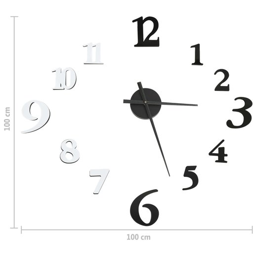 3D-Wanduhr Modernes Design Schwarz und Wei 100 cm XXL