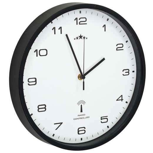 Funkwanduhr Quarzwerk 31 cm Wei & Schwarz