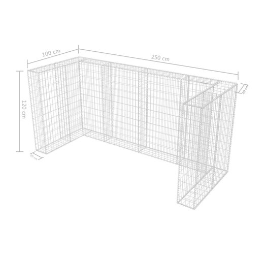 Gabionen-Mlltonnenverkleidung fr 3 Tonnen Stahl 250x100x120cm