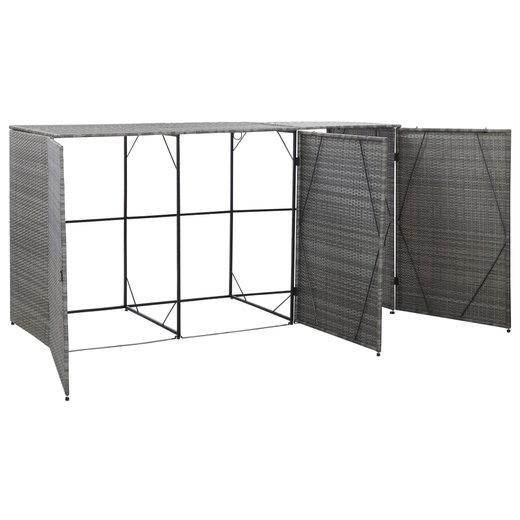 Mlltonnenbox fr 3 Tonnen Anthrazit 229x78x120 cm Poly Rattan