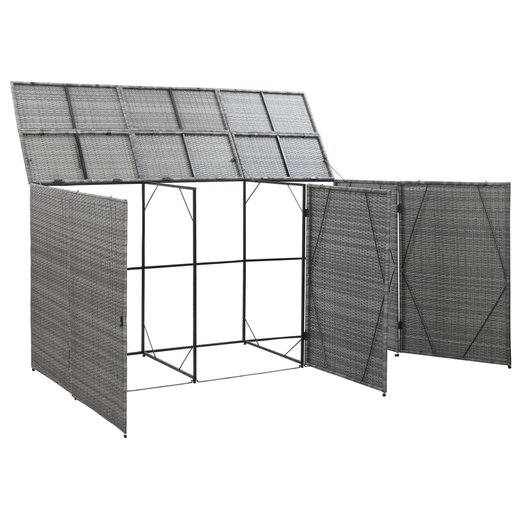 Mlltonnenbox fr 3 Tonnen Anthrazit 229x78x120 cm Poly Rattan