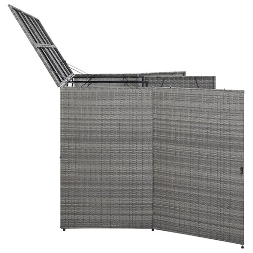 Mlltonnenbox fr 3 Tonnen Anthrazit 229x78x120 cm Poly Rattan