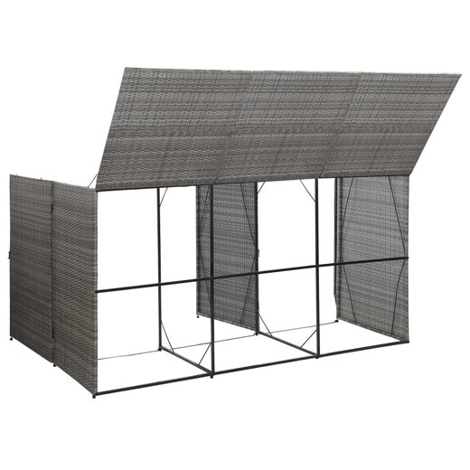 Mlltonnenbox fr 3 Tonnen Anthrazit 229x78x120 cm Poly Rattan
