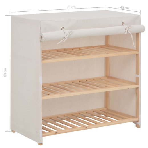 Schuhschrank mit Abdeckung Wei 79 x 40 x 80 cm Stoff