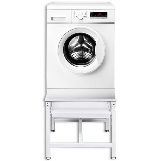 Untergestell fr Waschmaschine mit Ausziehablage Wei
