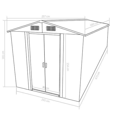 Gerteschuppen 257x489x181 cm Metall Braun