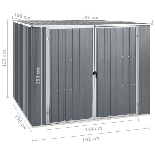 Gertehaus Grau 195x198x159 cm Verzinkter Stahl