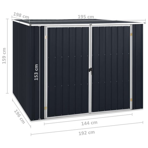 Gertehaus Anthrazit 195x198x159 cm Verzinkter Stahl