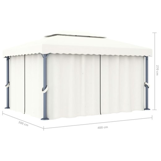 Pavillon mit Vorhang 4x3 m Cremewei Aluminium
