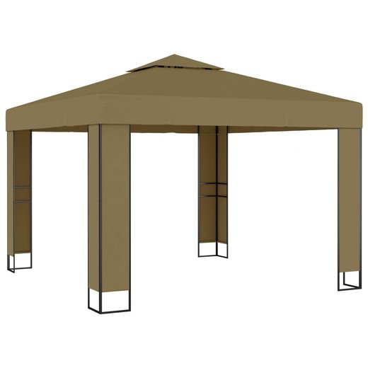 Pavillon mit Doppeldach 3x3x2,7 m Taupe 180 g/m