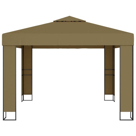 Pavillon mit Doppeldach 3x3x2,7 m Taupe 180 g/m
