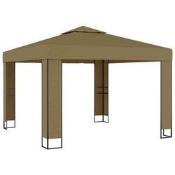 Pavillon mit Doppeldach 3x3x2,7 m Taupe 180 g/m