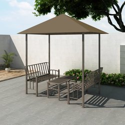 Gartenpavillon mit Tisch und Bnken 2,5x1,5x2,4 m Taupe...