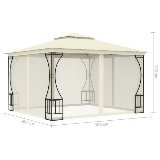 Pavillon mit Vorhngen 300x300x265 cm Creme