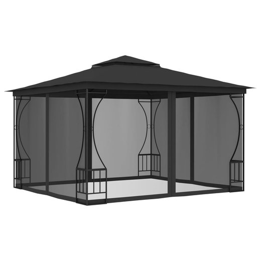 Pavillon mit Vorhngen 300x300x265 cm Anthrazit