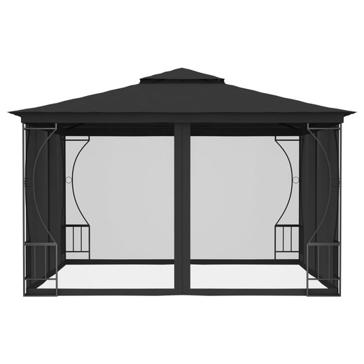 Pavillon mit Vorhngen 300x300x265 cm Anthrazit
