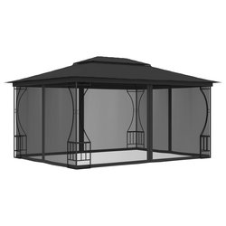 Pavillon mit Vorhngen 300x400x265 cm Anthrazit