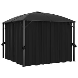 Pavillon mit Vorhngen 300 x 300 x 265 cm Anthrazit