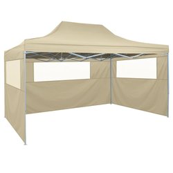 Profi-Partyzelt Faltbar mit 3 Seitenwnden 34m Stahl Creme
